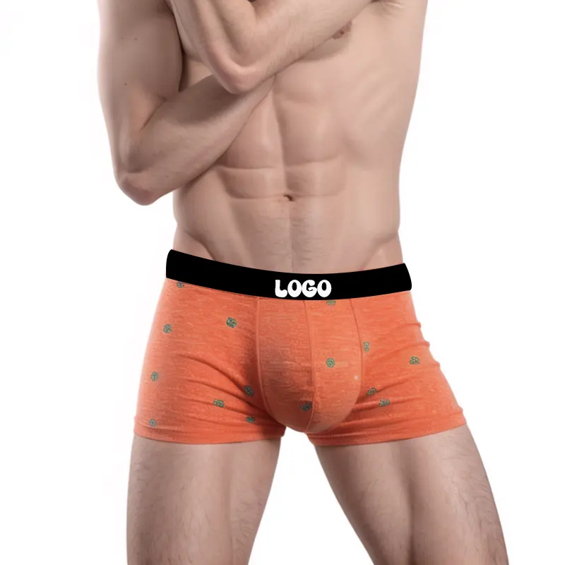 Boxer sexy en coton stretch avec impression de soutien à grande poche pour hommes