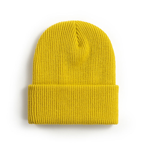 2025 nuevos gorros al por mayor Color sólido Unisex sombrero de invierno liso de alta calidad gorro de punto acrílico suave con puños para adultos - Product Image 1
