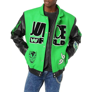 Veste universitaire Letterman en laine pour hommes, support de broderie personnalisé, patchs en cuir véritable, manches longues, tissu disponible en vente en gros - Product Image 4