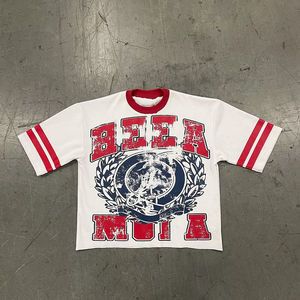 220GSM Heavyweight 100% algodón satén patrón sólido manga corta cuello redondo Camiseta de talla grande para hombres DTG/DTF Serigrafía - Product Image 4