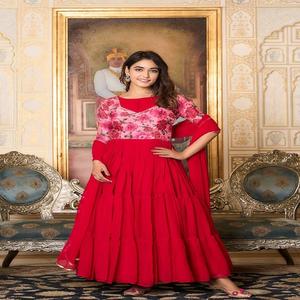 El último vestido de diseñador Anarkali de FabZone Faux Georgette Impreso Trabajo Ropa india y pakistaní - Product Image 3