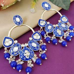 Beautiful High Quality Kundan <b>Long</b> <b>Earrings</b> For Women Ideal For Festive Occasions Casual And Party Wear Danglers Simple <b>Earrings</b> - Product Image 2