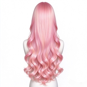 Sakura Pink Anime Style Wavy Synthetic <b>Wig</b> for Women, Pastel Pink <b>Curly</b> <b>Wig</b> for Cosplay Party Costume and Fashion Styling - Product Image 3
