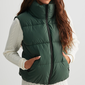 Nouvelle conception de mode d'hiver, logo personnalisé, veste matelassée d'hiver, col montant, veste sans manches pour femmes, vestes matelassées - Product Image 4