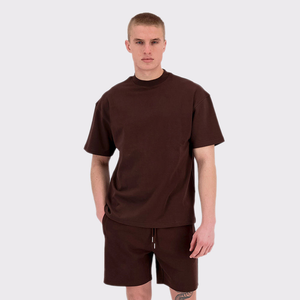 Ensemble T-shirt et survêtement en coton à manches courtes pour homme, style vintage respirant, vente en gros, été 2025 - Product Image 1