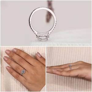 แหวนหมั้นหรูหราทองคำขาว 14K ประดับเพชรทรงรัศมี ได้รับการรับรองจาก IGI เพชรสร้างในห้องปฏิบัติการ 1.50 กะรัต VVS2 พร้อมเพชรประดับด้านข้าง 0.25 กะรัต มีทุกขนาดสำหรับงานแต่งงาน - Product Image 2