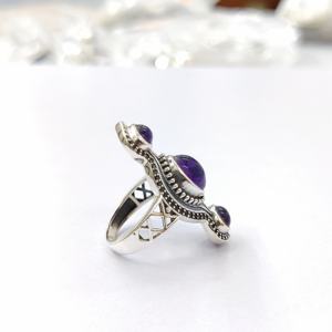 Bague améthyste Bagues en argent népalais Bagues en argent pour fête - Product Image 3