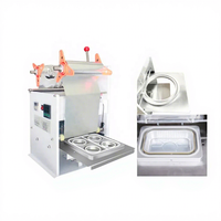 Machine manuelle de scellage de gobelets 2 stations 4 gobelets, scelleuse de couvercles pour barquettes, emballage et collage pour contenants en plastique de thé aux perles et plats à emporter