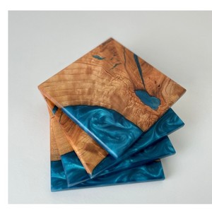 Newly Arrived Wooden Coasters With Epoxy Resin <b>Blue</b> for Drinks Modern Coasters for Bar Kitchen Home Coffee & Wine Set Coaster - Product Image 3