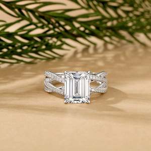 Jeulia 1 Carat IGI Certified Diamond Double Twist <b>Emerald</b> Cut Engagement <b>Ring</b> - Product Image 5