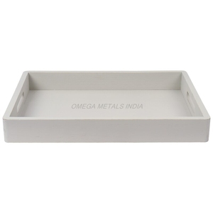 ถาดไม้สีขาวแบบชนบทพร้อมด้ามจับที่ทันสมัยถาดเสิร์ฟและแสดง - Product Image 3