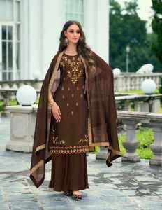 Dernière tenue de créateur à feuilles persistantes couleur incroyable meilleur pantalon Kurti en soie Vichitra et Dupatta avec broderie et travail à la main mode femme - Product Image 5