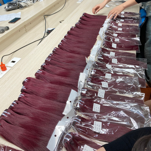 Super Double Drawn Luxe 100% Cheveux Humains Vietnamiens Couleur Bourgogne Foncé Trame de Cheveux Os Droite Prix de Gros de Haute Qualité - Product Image 2