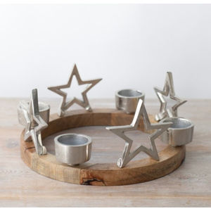 Portavelas de estrella de madera de mango artesanal, portavelas decorativo para decoración del hogar y ocasiones festivas, precio asequible - Product Image 3