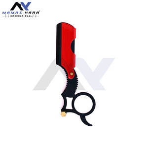 Rasoir à lame universelle, finition satinée, trou unique, rasoir droit de barbier, noir rouge, rasage et coiffage des cheveux - Product Image 2