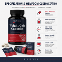 Capsules de prise de poids à marque privée OEM, supplément de vitamine B12 et d'extrait végétal pour le développement musculaire chez l'adulte, soutien énergétique et digestif