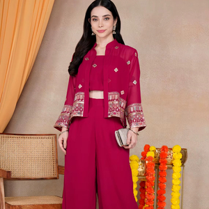 Los últimos regalos Crop Top Style Georgette con bordado Work con Choose Set Wise - Product Image 1