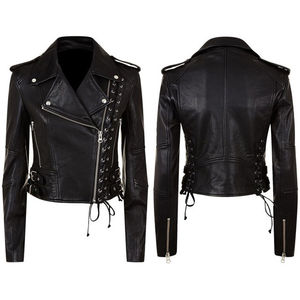 เสื้อแจ็คเก็ตหนังแท้สำหรับผู้หญิง ปี 2026 ผู้ผลิตขายส่ง เสื้อแจ็คเก็ตหนังผู้หญิง ดีไซน์ล่าสุด กันน้ำ ผ้าซาตินย้อมสีพื้น - Product Image 3