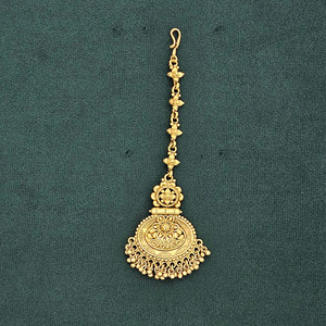 Antique sud de l'Inde classique Maang Tikka pour les femmes fait à la main placage à l'or mat avec cristal strass pierre principale cadeau de mariage - Product Image 1
