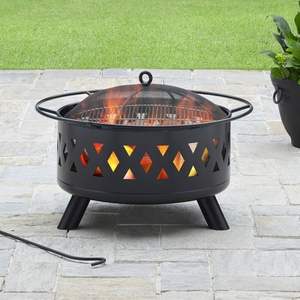 Large farmhouse style <b>cast</b> <b>iron</b> <b>fire</b> <b>pit</b> outdoor garden patio backyard rustic heating cozy gatherings evening entertainment - Product Image 2