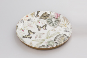 Best Material Round Aluminum <b>Serving</b> <b>Tray</b> With Antique <b>Gold</b> Leaf Design Luxury Decorative Centerpiece For Home And Dining Decor - Product Image 2