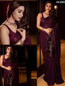 Georgette ชุดไหมพิมพ์ลายตามลำดับแบบเส้นหนาเสื้องานปาร์ตี้สไตล์อินเดีย - Product Image 2