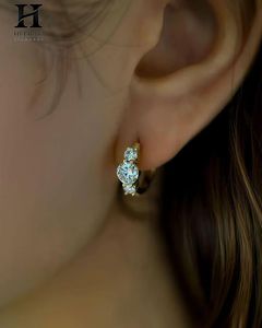 14K Gold Three-Stone Diamond Hoop <b>Earrings</b>, Luxury Fine Jewelry Manufacturer - Product Image 1