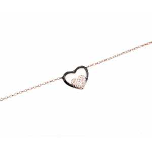 925 Sterling <b>Silver</b> Heart Key Model Crystal <b>Bracelet</b> with Pink Black and White Stones Elegant <b>Bangles</b> - Product Image 6