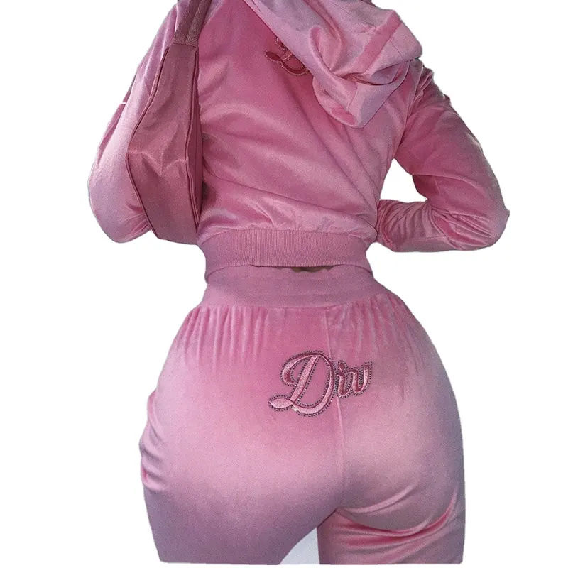 Pink Velour Tracksuit for Stylish Comfort - Main Image
