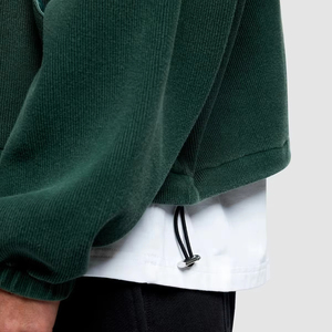 Sweat-shirt de qualité supérieure à double fermeture éclair, col montant, streetwear vintage, coupe ample en velours côtelé pour la saison hivernale - Product Image 4