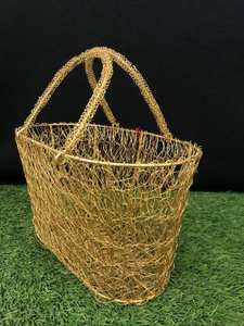 AK Brass Round Metal <b>Wire</b> <b>Basket</b> In Black Finished With Wooden Base Modern item For Table Decor / Kitchen Decor Accents - Product Image 6