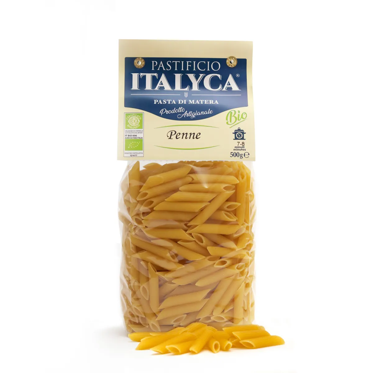 Chất lượng hàng đầu Penne Rigate 500g chứng nhận hữu cơ thủ công mì ống Made in Italy Semolina Italia