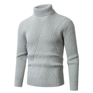 OEM personalizado logotipo bordado hombres Otoño Invierno cuello alto sudadera transfronterizo trenzado grueso Jersey de punto sólido - Product Image 3