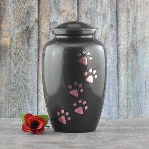 Urnas de cremación de metal extravagantes, el esmalte blanco más puro recubierto, increíbles suministros de entierro de alta calidad, urnas funerarias con estampado de pata dorada - Product Image 2