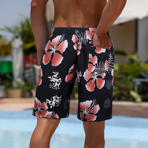 Shorts de bain sublimés à taille mi-haute, couleur unie, doux, légers et respirants, avec cordon de serrage, vente en gros - Product Image 2