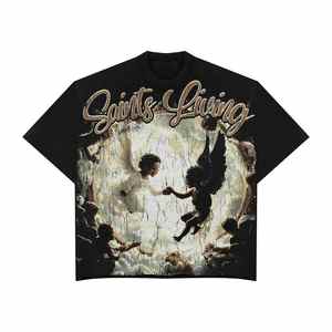 Customizable Men's Vintage <b>Acid</b> <b>Washed</b> <b>T</b>-<b>Shirt</b> Distressed Style Unique DTG Print Boxy Valley Logo Front 100% Cotton Eco-Friendly - Product Image 1