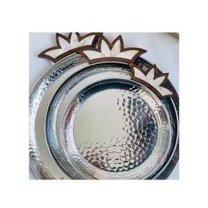 Customized Size and Shape <b>Food</b> <b>Serving</b> <b>Tray</b> Wooden and Mother of Pearl Work <b>Serving</b> <b>Tray</b> With Brass Handle - Product Image 3