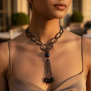 Collier à perles plaqué or tendance et classique pour femme - Prêt à offrir - Chaînes en acier inoxydable religieuses et en forme de chiffres - Product Image 1