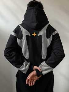 2025 fusible Patch travail Premium sweats à capuche 100% coton tissu fermeture éclair Streetwear à capuche hommes mode sweats à capuche tenue décontracté Style de rue - Product Image 4