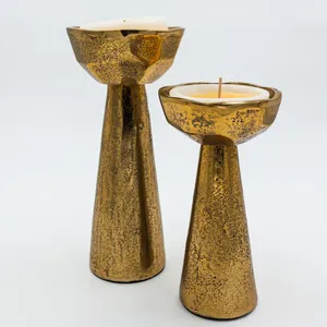 Soporte de luz de vela de diseño superior de mejor venta Venta caliente Metal de alto acabado chapado en oro de lujo en portavelas de aluminio - Product Image 3