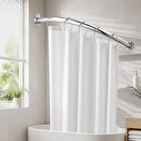 Tringle de Douche Courbe Noire Ajustable et Extensible en Métal Chromé pour Salle de Bain et Hôtel