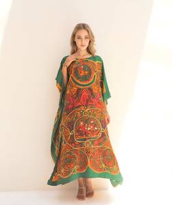 Última Moda 2024, Kaftán Largo de Playa para Mujer, Turco, 100% Viscosa Natural, Lavable, Estampado Digital, Clásico, Talla Grande, Fluido - Product Image 4