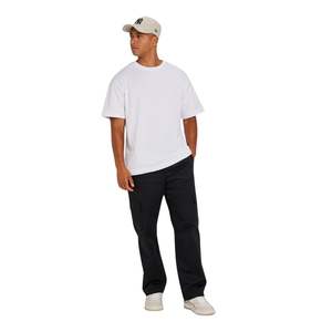 กางเกงคาร์โก้อเนกประสงค์สีดำสำหรับผู้ชายใส่สบายพร้อมเอวยางยืดปักโลโก้กระเป๋าสัมภาระและรายละเอียดซิปโลหะ - Product Image 4