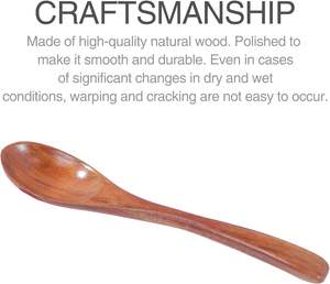Cucharas de madera para comer, 6 piezas, juego de cucharas de madera elipse Natural para cocinar, cuchara pequeña para condimentos, mezcla, agitación, miel - Product Image 3