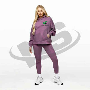 Wholesale Custom Women Tracksuit Premium Winter Collection <b>Hooded</b> Cotton Tracksuit Set Breathable Lightweight Sportswear - Product Image 1