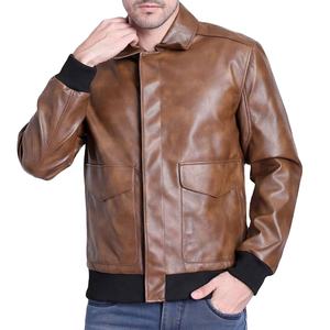 Chaqueta de Cuero Bomber para Hombre, Hecha a Medida, de Alta Calidad, Piel de Oveja, Ribete de Piel, Servicio OEM, Talla XS, Venta al por Mayor Directa de Fábrica - Product Image 1