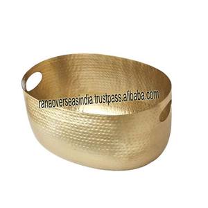 Super Quality Hammered Metal Beverage <b>Ice</b> Tub With Handle & Golden Polished Customized Shape & Size at Sale Price - Product Image 4