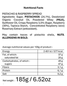 Pistaches Toquees Crema Artesanal Francesa de Pistacho con Frambuesa de Alta Calidad 190g 6.7oz Natural Sin Aceite de Palma Sin Aditivos - Product Image 6
