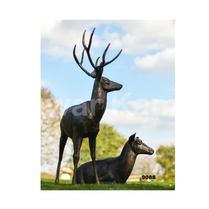 Sculpture de jardin de cerf en fonte brune de haute qualité Sculpture de jardin décorative pour décor de jardin de patio de parc de cour - Product Image 3