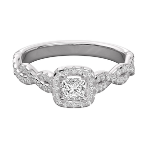 Bague pour femme avec diamant de laboratoire taille ronde/coussin en or 18 carats - Bijou élégant et luxueux - Product Image 4